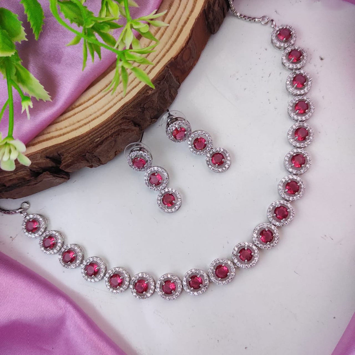 Zaafira Pakistani Jewelry AD Choker Set with CZ Stones for Indian Wedding and Bridal Occasions - Libasaa.com