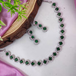 Zaafira Pakistani Jewelry AD Choker Set with CZ Stones for Indian Wedding and Bridal Occasions - Libasaa.com