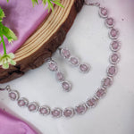 Beautiful AD Choker Set with American Diamond CZ Stones for Pakistani Jewelry and Bridal Looks - Libasaa.com