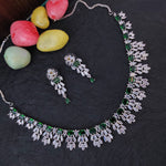 American Diamond CZ Necklace Set for Bridal Indian Wedding Pakistani Jewelry with AD Choker - Libasaa.com