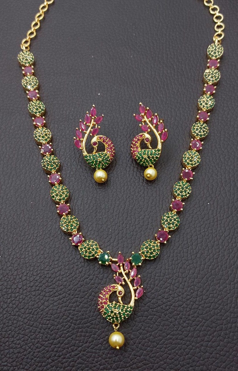 Gorgeous AD Choker Set with Silver Finish for Indian Wedding Pakistani Jewelry and Bridal Occasions - Libasaa.com