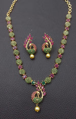 Gorgeous AD Choker Set with Silver Finish for Indian Wedding Pakistani Jewelry and Bridal Occasions - Libasaa.com