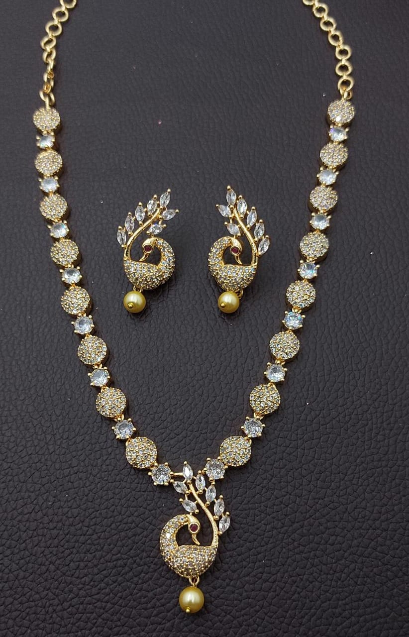 Gorgeous AD Choker Set with Silver Finish for Indian Wedding Pakistani Jewelry and Bridal Occasions - Libasaa.com