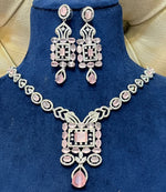 Stunning AD Necklace Set with CZ Stones for Indian Weddings Pakistani Jewelry and Bridal Looks - Libasaa.com