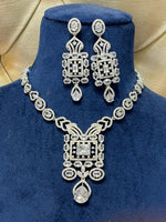 Stunning AD Necklace Set with CZ Stones for Indian Weddings Pakistani Jewelry and Bridal Looks - Libasaa.com
