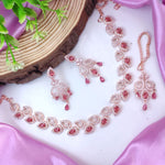 Farah khan Elegant AD Choker Necklace Set with Maangtika American Diamond and Silver Finish Perfect for Bridal Weddings - Libasaa.com