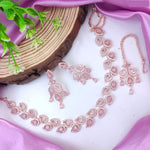 Farah khan Elegant AD Choker Necklace Set with Maangtika American Diamond and Silver Finish Perfect for Bridal Weddings - Libasaa.com