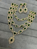 Pakistani Jewelry AD Necklace Set with CZ Stones Perfect for Engagement and Bridal Occasions - Libasaa.com