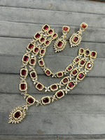 Pakistani Jewelry AD Necklace Set with CZ Stones Perfect for Engagement and Bridal Occasions - Libasaa.com