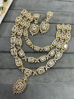 Pakistani Jewelry AD Necklace Set with CZ Stones Perfect for Engagement and Bridal Occasions - Libasaa.com