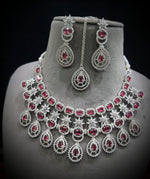 Stunning CZ Necklace Set with Maangtika American Diamond AD Design Perfect for Weddings and Engagements - Libasaa.com