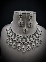 Stunning CZ Necklace Set with Maangtika American Diamond AD Design Perfect for Weddings and Engagements - Libasaa.com