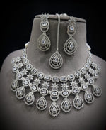 Stunning CZ Necklace Set with Maangtika American Diamond AD Design Perfect for Weddings and Engagements - Libasaa.com