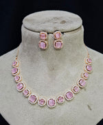 Bollywood Inspired AD Necklace Set with CZ Stones for Indian Wedding Engagement and Bridal Wear - Libasaa.com