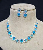 Bollywood Inspired AD Necklace Set with CZ Stones for Indian Wedding Engagement and Bridal Wear - Libasaa.com