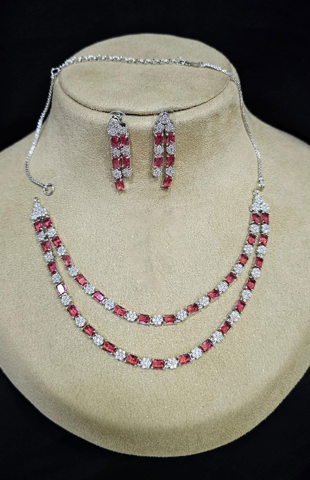 American Diamond CZ Jewelry Set for Bridal Wedding Bollywood and Pakistani Inspired Designs - Libasaa.com