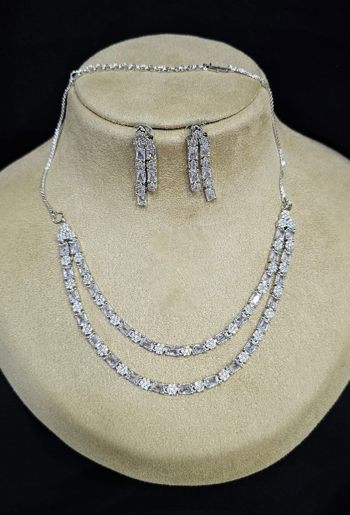 American Diamond CZ Jewelry Set for Bridal Wedding Bollywood and Pakistani Inspired Designs - Libasaa.com