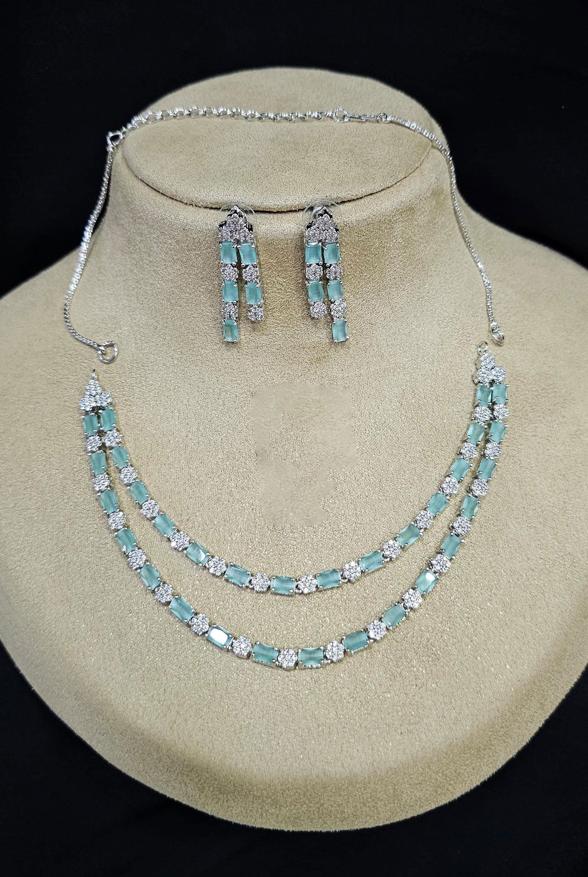 American Diamond CZ Jewelry Set for Bridal Wedding Bollywood and Pakistani Inspired Designs - Libasaa.com