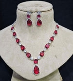 Bollywood Style AD Necklace Set with CZ Stones Perfect for Indian Wedding and Bridal Occasions - Libasaa.com