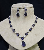 Bollywood Style AD Necklace Set with CZ Stones Perfect for Indian Wedding and Bridal Occasions - Libasaa.com