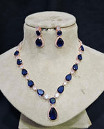 Bollywood Style AD Necklace Set with CZ Stones Perfect for Indian Wedding and Bridal Occasions - Libasaa.com