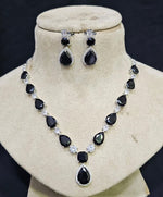 Bollywood Style AD Necklace Set with CZ Stones Perfect for Indian Wedding and Bridal Occasions - Libasaa.com