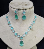 Stunning AD Choker Set with Silver Finish Bridal Jewelry for Indian Weddings and Engagements - Libasaa.com