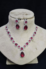 Stunning AD Choker Set with Silver Finish Bridal Jewelry for Indian Weddings and Engagements - Libasaa.com