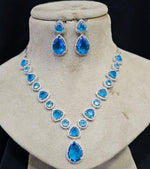 Stunning AD Choker Set with Silver Finish Bridal Jewelry for Indian Weddings and Engagements - Libasaa.com