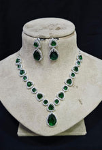 Stunning AD Choker Set with Silver Finish Bridal Jewelry for Indian Weddings and Engagements - Libasaa.com