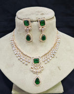 Elegant CZ Jewelry Set with American Diamond AD Necklace for Bridal and Pakistani Wedding Looks - Libasaa.com