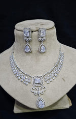 Elegant CZ Jewelry Set with American Diamond AD Necklace for Bridal and Pakistani Wedding Looks - Libasaa.com