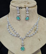 Beautiful AD Necklace Set with CZ Stones Bollywood Indian Jewelry for Bridal and Engagement - Libasaa.com