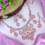 Exquisite American Diamond Choker Necklace with Maangtika Set Silver Finish for Bridal Indian and Pakistani Weddings - Libasaa.com