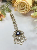 Royal Green Stone Kundan Maang Tikka | Indian Bridal & Festive Jewelry - Libasaa.com