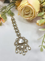 Royal Green Stone Kundan Maang Tikka | Indian Bridal & Festive Jewelry - Libasaa.com