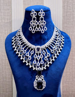 Bollywood Style AD Choker Necklace Set for Wedding Jewelry with American Diamond Sparkle - Libasaa.com