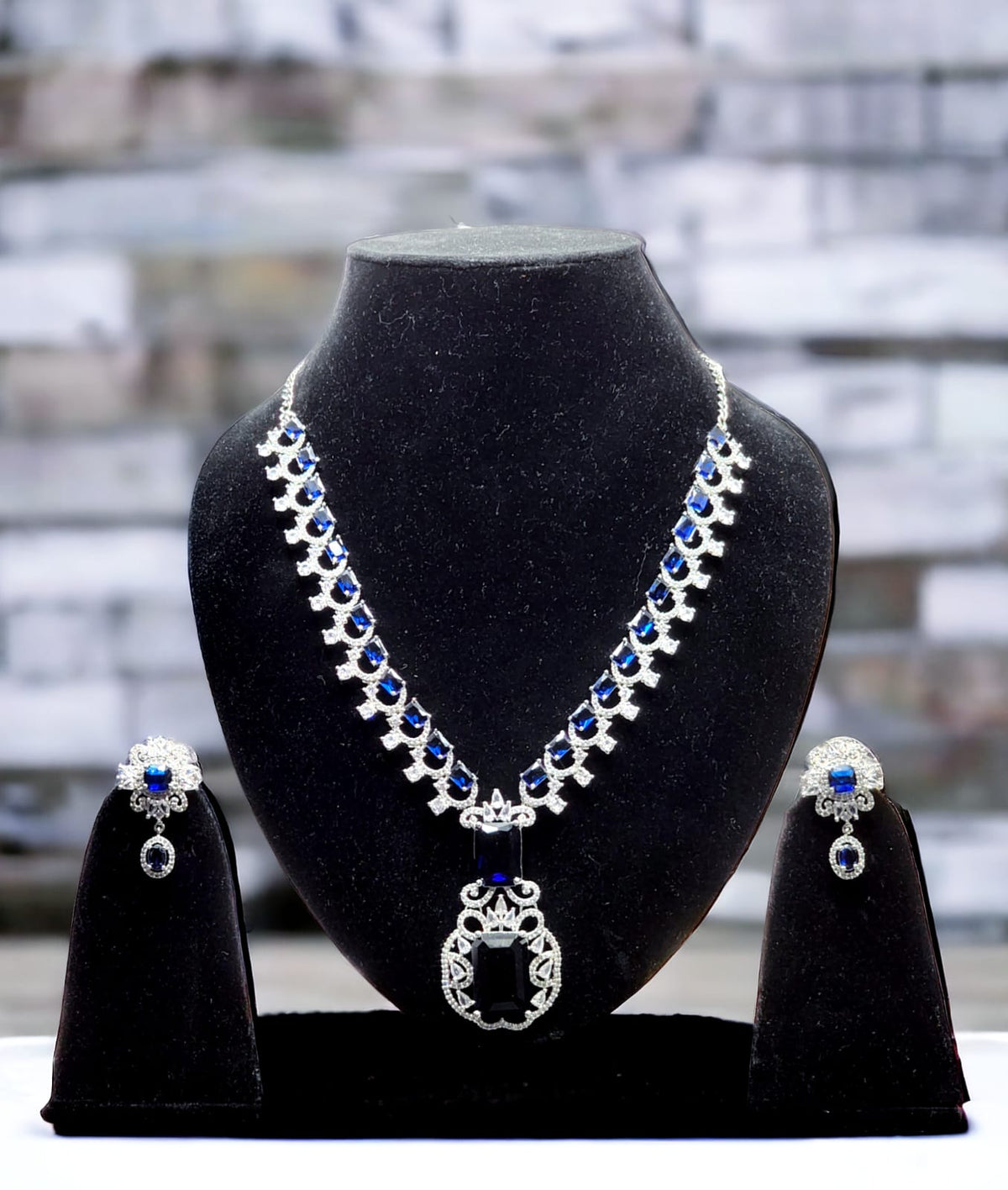 Beautiful American Diamond Necklace Earrings Set for Bridal Wedding Pakistani Jewelry with CZ Stones - Libasaa.com