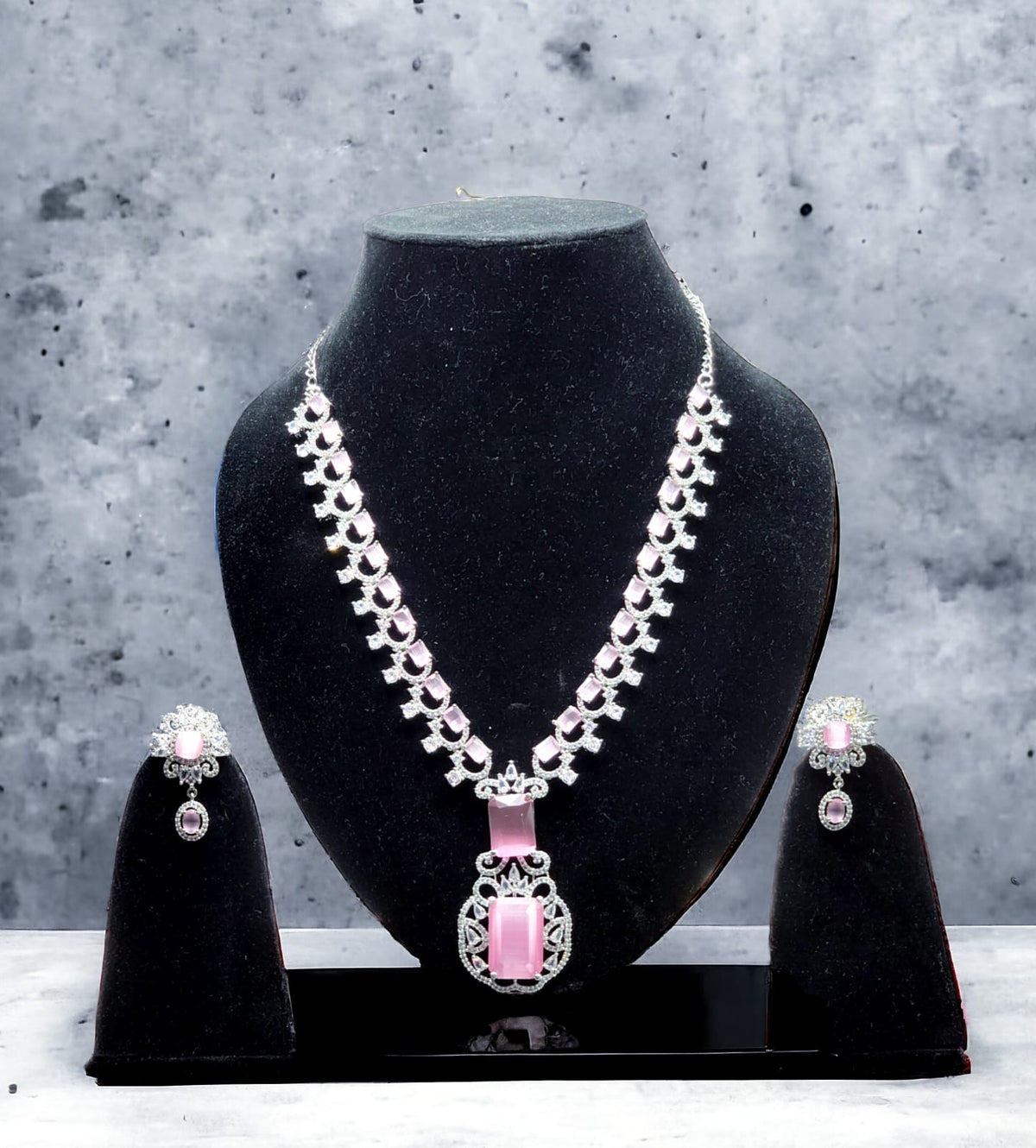 Beautiful American Diamond Necklace Earrings Set for Bridal Wedding Pakistani Jewelry with CZ Stones - Libasaa.com