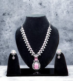 Beautiful American Diamond Necklace Earrings Set for Bridal Wedding Pakistani Jewelry with CZ Stones - Libasaa.com