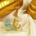 Indian Bridal Earrings with Sapphire-Like Stone and Clear Crystals for Weddings - Libasaa.com