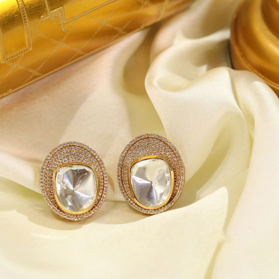 Unique Handcrafted Ethnic Earrings with Blue and White Stones, Perfect for Festive Wear - Libasaa.com