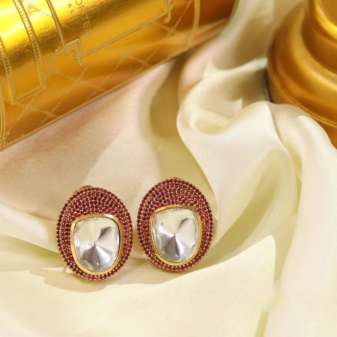 Unique Handcrafted Ethnic Earrings with Blue and White Stones, Perfect for Festive Wear - Libasaa.com