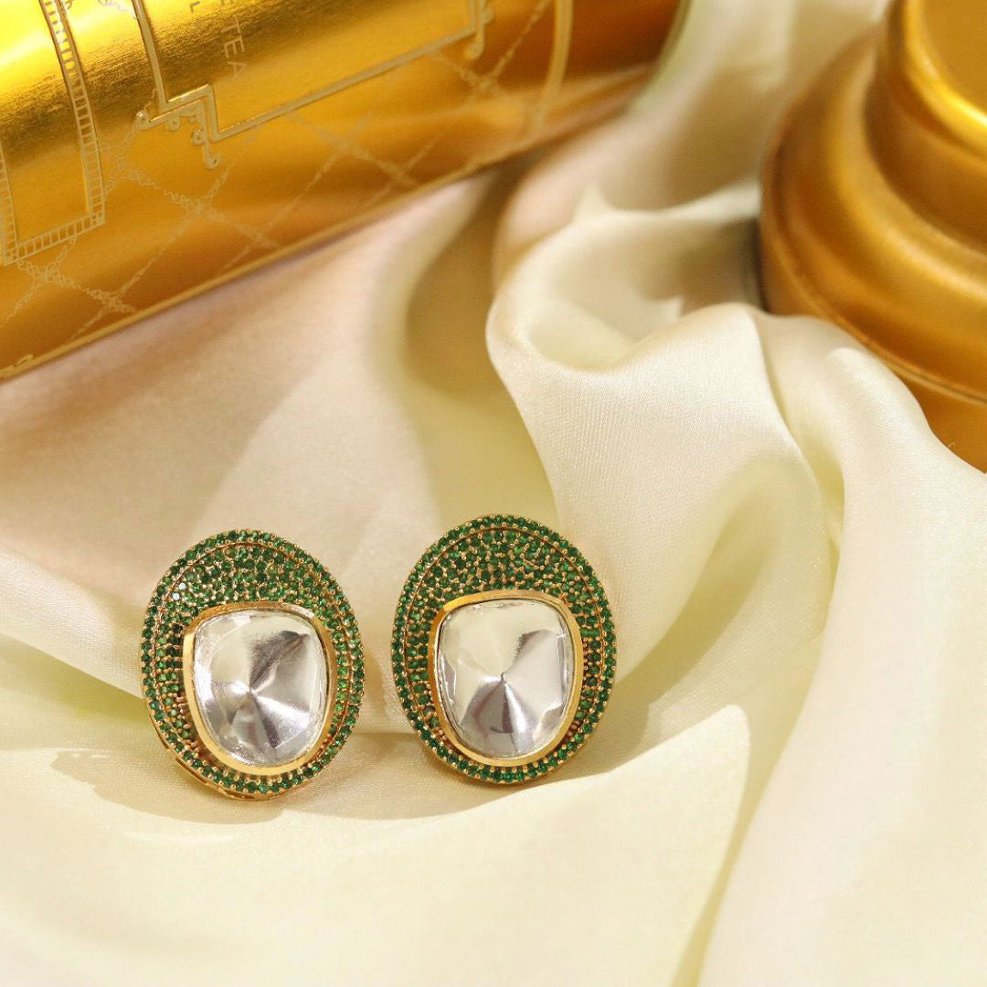 Unique Handcrafted Ethnic Earrings with Blue and White Stones, Perfect for Festive Wear - Libasaa.com