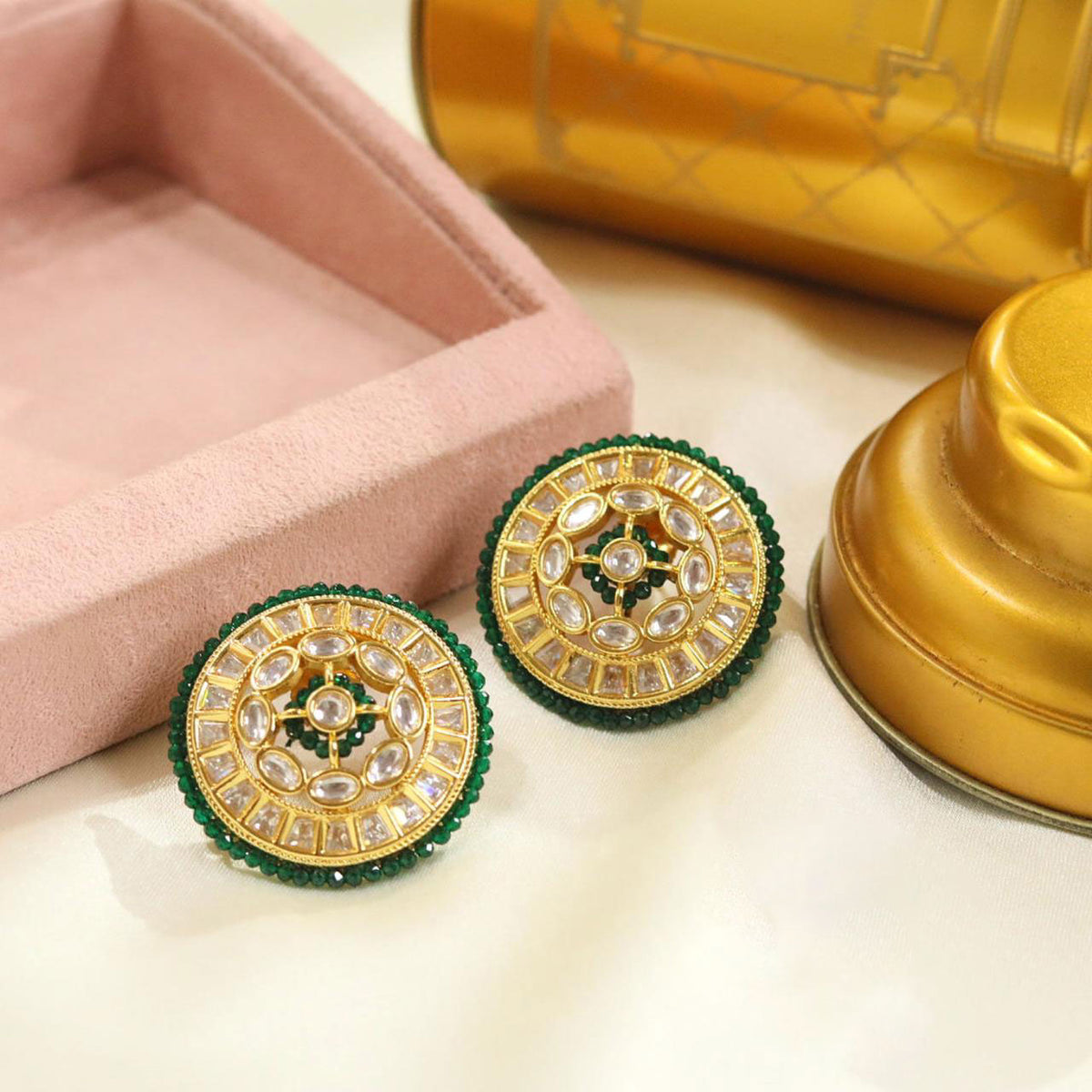 Handmade Crystal Earrings with Center Stone for Bridal and Formal Wear - Libasaa.com