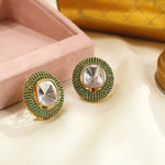 Handcrafted Wedding Earrings with Blue Stone and Intricate Crystal Work - Libasaa.com