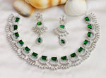 Luxury Emerald Green CZ Choker Necklace Set with Marquise Diamond Accents Bridal & Festive Wear - Libasaa.com