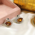 Swan Shape and Design Bollywood Style Earrings with Kundan and Crystal Embellish for girls - Libasaa.com
