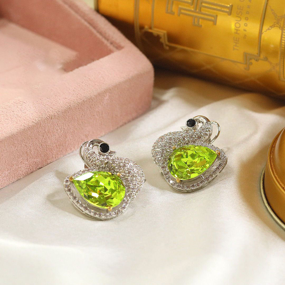 Swan Shape and Design Bollywood Style Earrings with Kundan and Crystal Embellish for girls - Libasaa.com