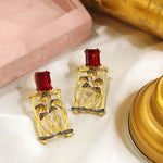 Unique Ethnic Earrings with Blue Center Stone Stunning Handmade Jewelry with Intricate Design for Cultural and Special Occasions - Libasaa.com